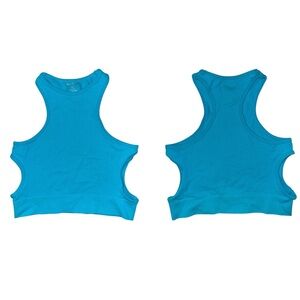 Cotton Candy Sweet Collection Teal Ribbed Racerback Crop Tank Top